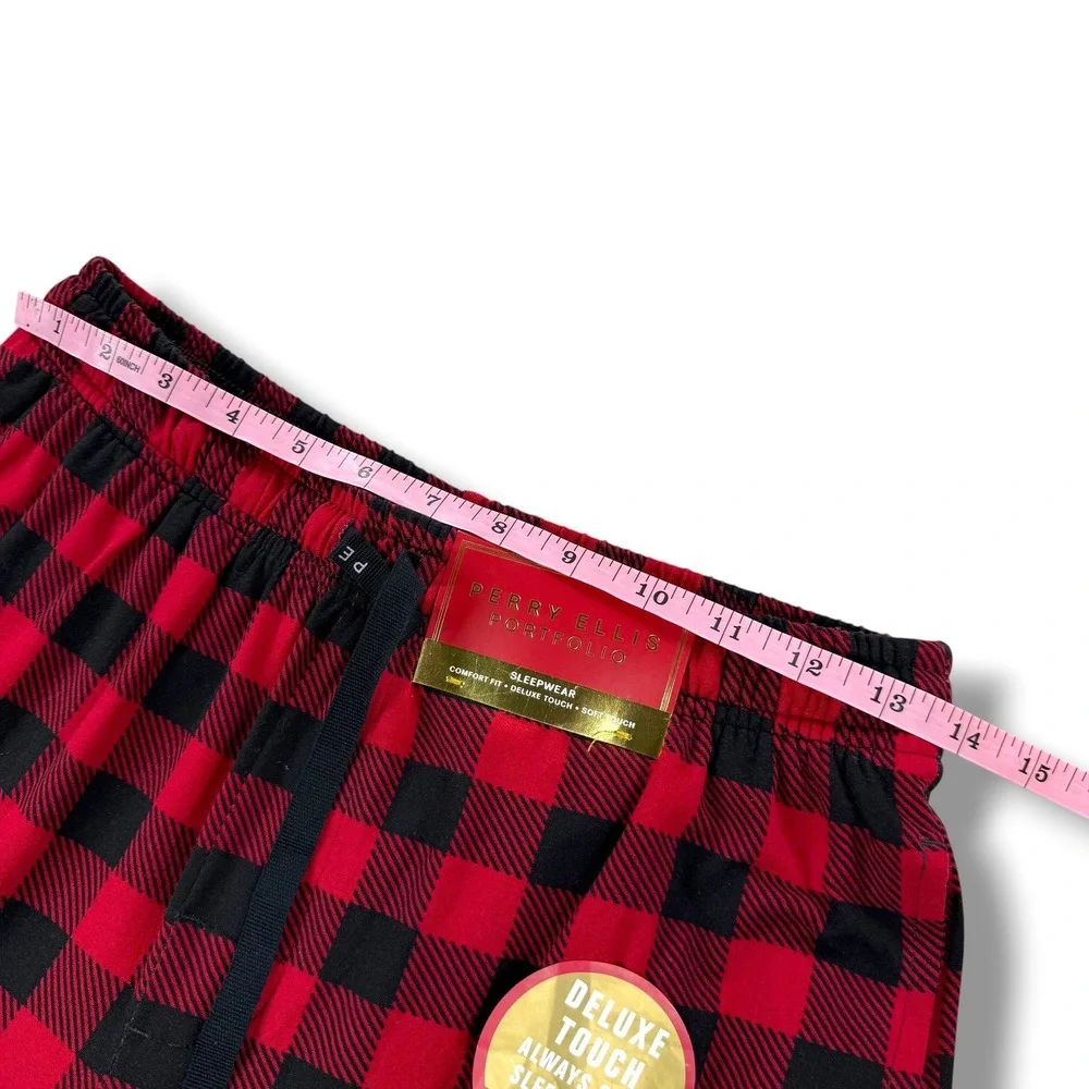 NWT Perry Ellis Portfolio Pajama Pants Mens Size Small S Buffalo Plaid Red Black